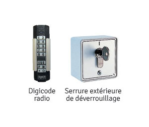 Digicode radio et serrure exterieur de déverrouillage pour les portes de garage wizeo fermetures